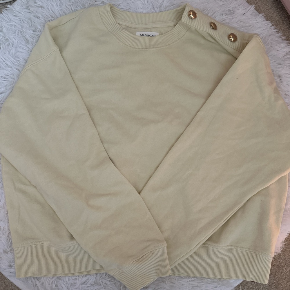 American Eagle Outfitters Yellow Sweater with Gold Buttons